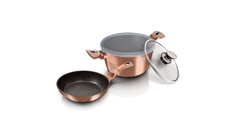 Berlinger Haus Metallic Rosegold 4 r�szes ed�nyk�szlet m�rv�ny bevonattal, met�l k�ls� bevonattal, r